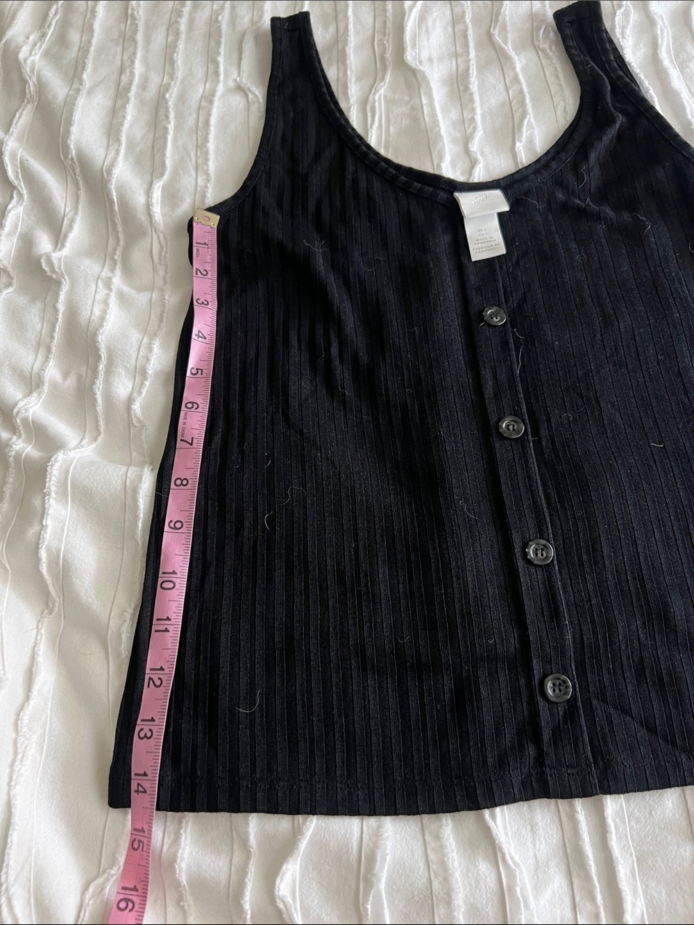 H&M Black Ribbed Button-Front Tank Top - Picture 4 of 7